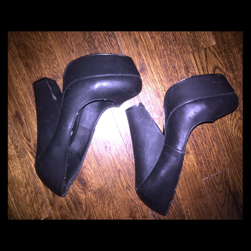 Black leather heels